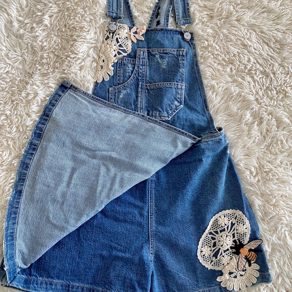 Zara Denim and Lace Overall Skort Dress - Picture 4 of 10